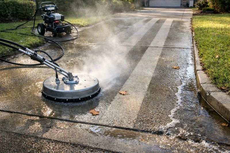 Bright clean concrete driveway at a Florida home